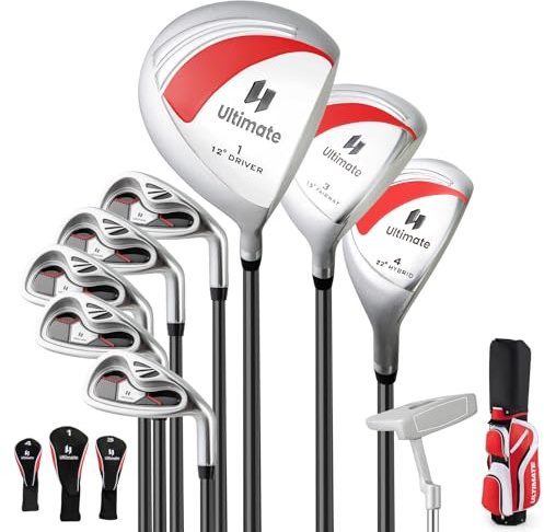 COSTWAY Komplett golfklubbset för kvinnor, golfklubbset med 460 CC 1 driver, 3 fairway, 4 hybrid, 6/7/8/9/P järn, putter, 3 klubbhuvor och bärväska