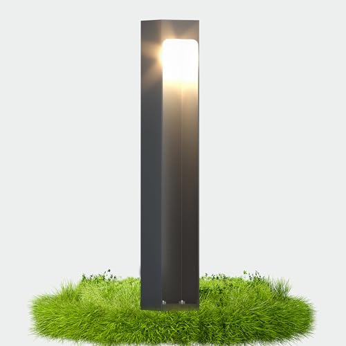 doporro Wegeleuchte Außen IP65 Gartenleuchte Mit Strom Und 5W LED 3000K 40 cm Outdoor Stehlampe Für Terrasse Gartenweg Einfahrt Moderne Pollerleuchte Sandgrau dunkel