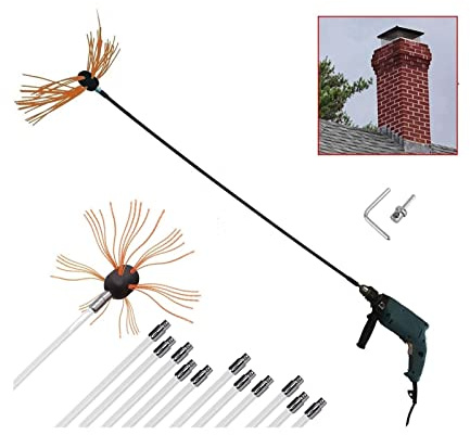 Kit Per La Pulizia Della Stufa A Pellet Regolabile, Spazzola Per La Pulizia Dei Caminetti, Kit Per La Pulizia Della Stufa A Granelli, Strumento Per La Pulizia Dei Kit pulizia camino(12 m)
