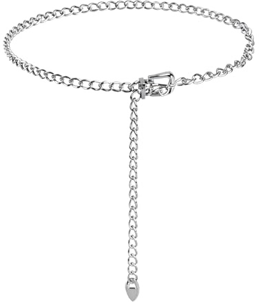 Mikovivi Silver-Colored Waist Chain for Women, Metal Belly Chain Belt Elegant Adjustable Silver-Tone Body Belt Jewelry Accessory for Waist Women Dress Jeans Skirts
