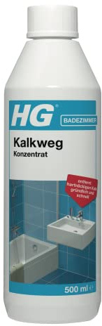 HG Kalkweg Konzentrat, starker Kalkreiniger für das Badezimmer, entfernt Kalkflecken und Ablagerungen von Duschköpfen, Wasserhähnen, Badewannen und Ablagen - 500 ml