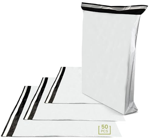 Netuno 50 buste postali in plastica bianche 55 x 75 cm sacchetti spedizione vestiti buste spedizione buste per corrieri sacchetti per pacchi postali buste in polietilene grandi