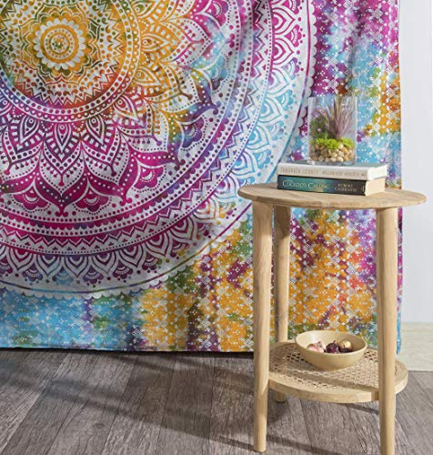 Mandala hippie Bohemian Maditation - Tapiz de pared grande con diseño de mandala, diseño de la reina india, diseño psicodélico y popular, 134 x 203 cm