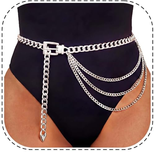 COSYDAYS Silver Chain Belt Waist Fashion Waist Body Chain Jewelry for Women