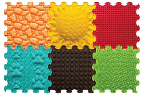 ORTOTO Tappetino per massaggi – Tappetino ortopedico per bambini e adulti, gioco sensoriale, piastrelle ad incastro, tappetini da gioco per bambini, set di tappetini da gioco (Sunshine Garden)