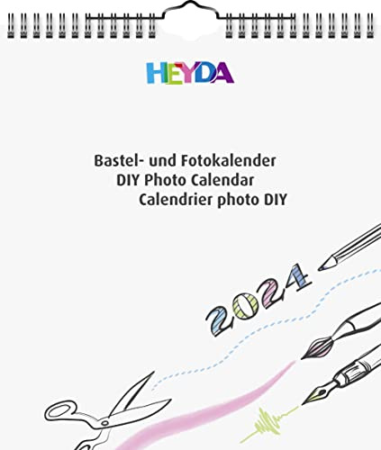 Heyda Hantverkskalender 2024 1 ark = 1 månad 21,5 x 24 cm omslagsblad: vit, månadsblad: vit