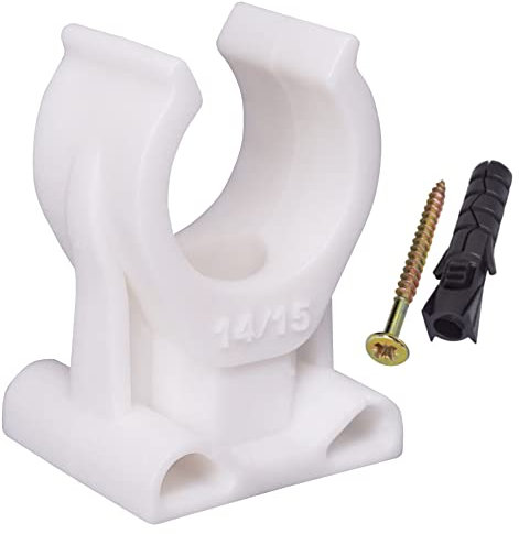 SKIR'CO Lot de 10 colliers de serrage en plastique pour tuyaux de 14 à 15 mm, colliers de serrage de type U, supports de tuyau, clips blancs