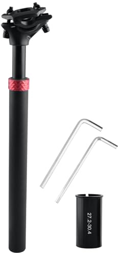 Azarxis Tige de Selle de Vélo Suspendue à Ressort 350 mm pour BMX VTT Cyclisme 25,4 mm 27,2 mm 28,6 mm 30,4 mm 30,8 mm 30,9 mm 31,6 mm (02 Noir, 30,4 x 350 mm (avec Adaptateur))