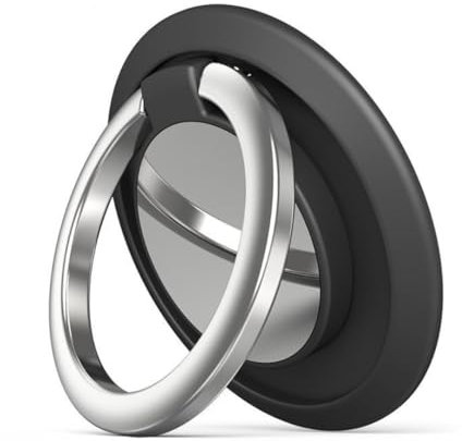 ISKIP Anneau de téléphone Rotatif à 360°, Support de Voiture Disponible, Convient pour iPhone, Samsung, Tous Les Smartphones (Noir)