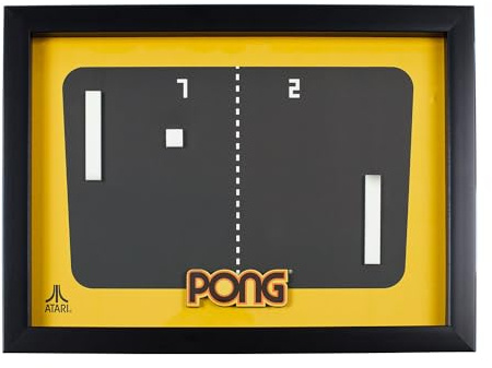 Official Atari 3D Wall Art, Authentic Pong Collection for Gaming Setup, Gamer Wallpaper, Gaming-Room Decor and Wall Stickers, Black Frame - ThumbsUp!