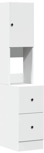 vidaXL Armoire de Cuisine Blanc 35x50x180 cm Bois d'ingénierie, Placard de Cuisine, unité de cuisinette, Armoire de Rangement avec tiroir