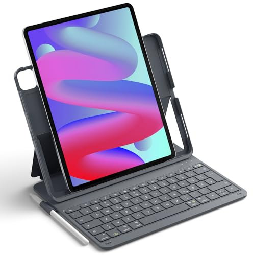 Inateck Tastatur Hülle Kompatibel mit Air 13 Zoll (M3/M2,2025/2024), Ultraleichte Tastatur Hülle für ipad Pro 12.9 Zoll 6/5/4/3 Gen,QWERTZ,mit Stifthalter,AirTap BK2007-13