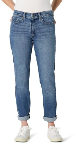 Amazon Essentials Jeans Boyfriend Crop da Donna a Vita Medio Alta a Vita Bassa da Donna, Blu Cenere Slavato, 0