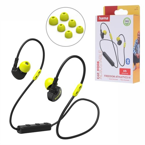 Hama Auriculares inalámbricos para Deporte | Cascos Bluetooth 5.3 con micrófono | Audífonos intrauditivos Resistentes al Sudor IPX5 | Negros