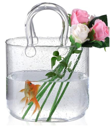 Vaso A Forma Di Borsa, Con Bollicine Vaso Borsa Vetro Borsetta Trasparente Centrotavola E Decorazioni,Style1-Gray