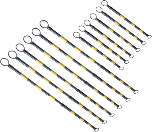 HGOuhK Conos de tráfico 12 Conectores de Cono de tráfico retráctiles, Postes de Barricada con película Reflectante, Sistema de Control de multitudes