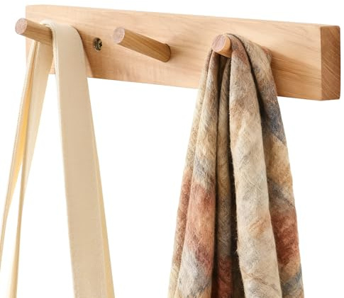 OAKERLAND 30cm Appendiabiti da Parete Ingresso, Noci Pecan Ganci, 3 Ganci per Giacche, Cappotti, Sciarpe, Borse, Appendiabiti in Legno per Camera da Letto (30cm_3 Ganci)