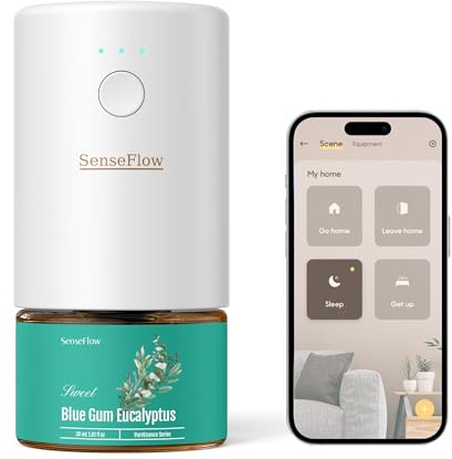 SenseFlow Difusor Aceites Esenciales Difusor de Aromas Smart Wi-Fi SF101S Pro -Ultrasónico Sin Agua, 100 % Vegetal, Aromaterapia120 Días, para Hogar, Hotel y Estudio hasta 100 ㎡, Eucalipto Azul
