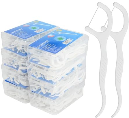leruiyezs 400pcs Archetti Filo Interdentale Archetto Filo Interdentale e Forcelle Interdentali con Contenitore Igienico Portatile Cura Dentale per Famiglia Pulizia Precisa tra i Denti,forcelle
