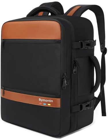 Bymontin Smart Suitcase-style Laptop Backpack, 25L / 35L Practical Travel Bag for Work, Leisure & Flight, Luggage-Style Commuter Pack (Black, 35L)