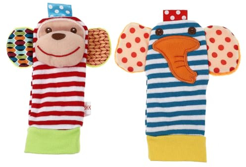 NOLITOY Sonajeros de Calcetines para Bebés 2 Piezas, Juguetes Creativos Infantiles, Tamaño Mediano, Suaves y Seguros, sin Olor, Ideales para Recién Nacidos y Desarrollo Sensorial en Casa