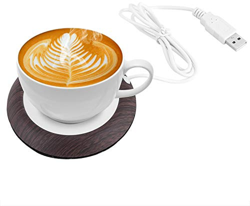 Fafeicy Koppvärmare, USB-kaffemuggvärmare, Håll Drycken Varm Upp Till 80 Grader, Bärbar Träkornsvärmardyna för Hemmakontoret, Bra Present Till Honung H111 G3/4in (mörkt valnötskorn)