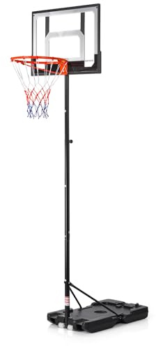 meteor basketkorg med stativ, justerbar höjd 108–305 cm, utomhus, inomhus, basketstativ med hjul, fyllningsbar bas för barn, tonåringar, familj