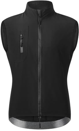 grarivery Softshell Impermeable Chaleco De Ciclismo Hombres Mujeres, Reflectante Verano Correr Chaleco De Ciclismo Ligero Sin Mangas, Cortavientos Transpirable Chaleco Deportivo Para Corre,Black-3XL