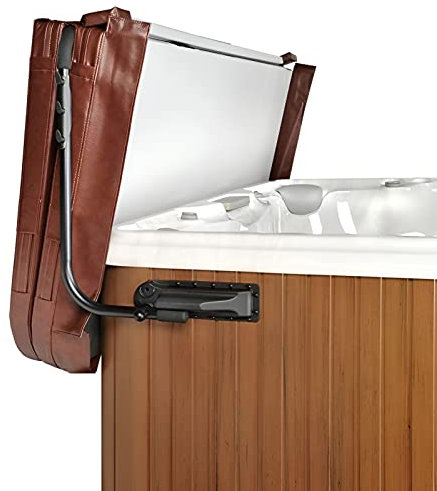 REGMICS Spa-Abdeckungshebebühne – Schwenkbare Top-Halterung, Spa- und Whirlpool-Abdeckung, Lift-Entfernungssystem, verstärkte Halterungen mit 3 Haken, Handtuchhalter, passend für die meisten Spas und