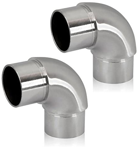 PRIOstahl Rundbogen Rohrbogen Bogen Rohrverbinder Steckfitting Verbinder Rund - 2 Stück Ø 42,4 mm für Rundrohre Rohr Handlauf Verbindung zum Stecken Geländerbau Rostfrei aus Edelstahl V2A