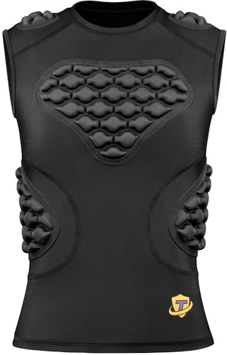 TUOYR Padded Compression Shirt Chest Protector Heart Guard Sternum Protective Sleeveless Vest for Football Baseball Lacrosse and Goalies - Youth & Adult Sizes Black-White