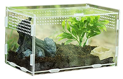 Reptile Terrarium | Transparent Reptile Breeding Carrier,Portable Natural Terrarium Kit Feeding Tarantula Habitat Boxes for Reptiles and Amphibians Bexdug