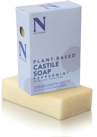 Dr. Natural Castile Bar Soap - Savon solide anti-acné - Polyvalent visage, corps, cheveux - Peau sensible - Menthe poivrée - 140 g