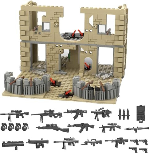 UpGLeuch militare blocchi di blocco con armi, set di mattoncini Diorama giocattoli (scena A)