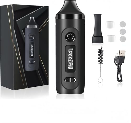 KinZon Vaporizzatore Gemini per erbe secche, display OLED e controllo della temperatura, riscaldamento rapido in 30 secondi (Nero)
