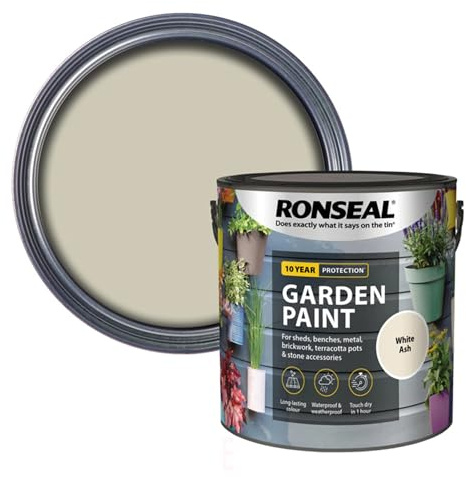 AOC24 Garden Fence Paint 2.5l – Multi-Surface Exterior Paint for Wood, Brick, Metal, Stone & Terracotta – Waterproof, Resists Fading, Matt Finish for Sheds, Fences, Garden Furniture White Ash