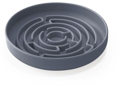 Slow Feeder Dog Bowl, Silicone Pet Food Bowl with Suction Cup, Anti-Choking Design, Fits for Small and Medium Dogs (Grey)