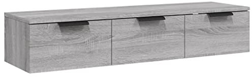 Schwebende TV-Einheit zur Wandmontage, Unterhaltung in der Mittelkonsole, graues Sonoma-Holz, Regal, Aufbewahrungsschrank, Organizer