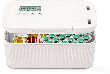 Scatola di immagazzinaggio chiudibile, in plastica, con codice numerico e istruzioni, 23,9 × 13,1 × 9,6 cm, telefono per cucina, casa, scuola, frigorifero, viaggio personale ufficio
