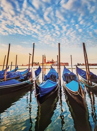 KUSTOM ART Poster Decorativo da Parete Serie Paesaggi e Città Venezia Panorama con Gondole Stampa Artistica su Cartoncino 40x30cm Senza Cornice