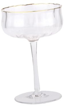 VERDANVERSE Bicchiere Da Cocktail in Vetro Cristallo 260 Ml Bordi Dorati Per Feste e Bar, Tazza Da Vino Elegante Per Bevande Come Whisky e Cocktail, Vetreria Da Casa Resistente e Facile Da Pulire