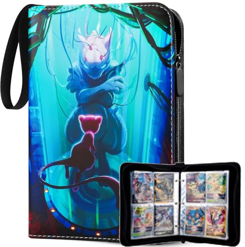 Album Cartas,Card Binder Coleccionables 400 Bolsillos,PU Impermeable Alta Definición y Transparente con Cremallera,Para Tarjetas de Tamaño Estándar,Regalo para Niños