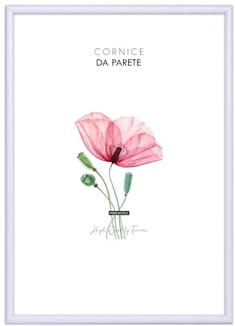 Lupia - Cornice portafoto in pvc PERFECT BIANCA lucida da parete, sottile con design elegante e minimal, per foto, stampe artistiche, poster, quadri moderni, Facile da appendere, Bianca 60x80 cm