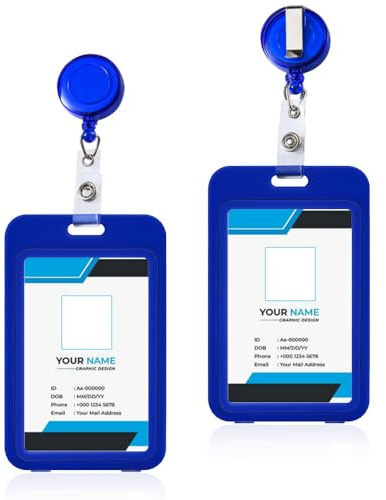 ASISUN 2 fundas para tarjetas de identificación con clip, color azul vertical, funda para tarjetas con llavero, extensible, soporte para tarjetas de identificación, accesorios de enfermera, soporte