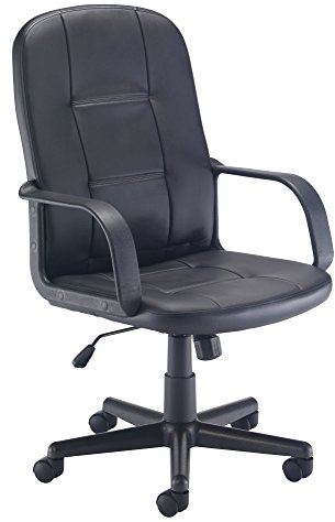 Office Hippo Desk Chair, Ergonomic Contemporary Office Chair With Fixed Arms & Moulded Seat For Extra Comfort, PU Leather Computer Chair With Lock Tilt Recline - Black