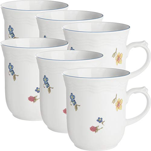 Seltmann Weiden SONATE Mug Lot de 6 serviettes Motif fleurs porcelaine