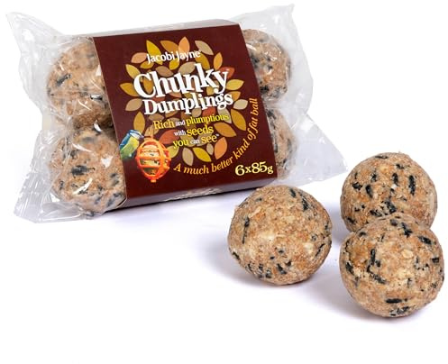 Fat Balls For Wild Birds - Jacobi Jayne® Chunky Dumplings™ Premium Suet Balls - Pack Of 6 x 85g - High Energy Fat Balls Wild Bird Food Feed To Attract Small Wild Birds Year Round