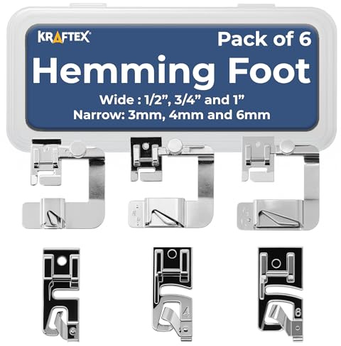Rolled Hem Presser Foot [6 Sizes] Wide Rolled Hem Foot Set & Narrow Foot Hemmer Set For Brother, Singer & Janome Low Shank Sewing Machines. Hemming Pressure Feet With Distinctive Wide and Narrow Sizes