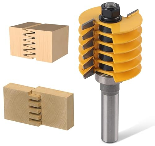 Agatige Jeu de Forets de Toupie à Réglables Router à Rainure Bits Fraise à Bois Mèche de Menuiserie Routeur T Forme Avec 5 Lame de Coupe, coupe-burin réversible pour le travail du bois