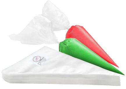 Keenpioneer, Sacchetti monouso per decorare torte e pasticceria, con dispenser, confezione da 100 (trasparente, 25,4 cm)